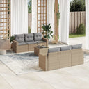 vidaXL 7-delige Loungeset met kussens poly rattan zwart