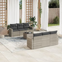 vidaXL 7-delige Loungeset met kussens poly rattan zwart
