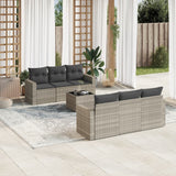 vidaXL 7-delige Loungeset met kussens poly rattan zwart