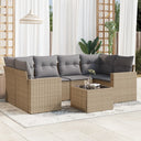 vidaXL 7-delige Loungeset met kussens poly rattan zwart