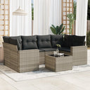vidaXL 7-delige Loungeset met kussens poly rattan zwart