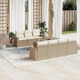vidaXL 8-delige Loungeset met kussens poly rattan zwart