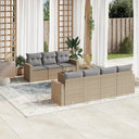 vidaXL 8-delige Loungeset met kussens poly rattan zwart