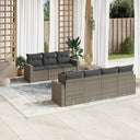 vidaXL 8-delige Loungeset met kussens poly rattan zwart