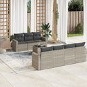 vidaXL 8-delige Loungeset met kussens poly rattan zwart