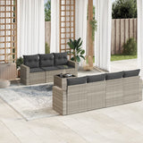 vidaXL 8-delige Loungeset met kussens poly rattan zwart
