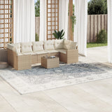 vidaXL 8-delige Loungeset met kussens poly rattan zwart