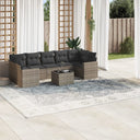 vidaXL 8-delige Loungeset met kussens poly rattan zwart