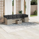 vidaXL 8-delige Loungeset met kussens poly rattan zwart