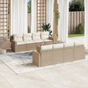 vidaXL 9-delige Loungeset met kussens poly rattan zwart