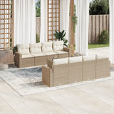 vidaXL 9-delige Loungeset met kussens poly rattan zwart