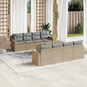 vidaXL 9-delige Loungeset met kussens poly rattan zwart