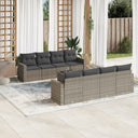 vidaXL 9-delige Loungeset met kussens poly rattan zwart