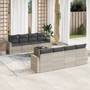 vidaXL 9-delige Loungeset met kussens poly rattan zwart