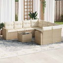 vidaXL 9-delige Loungeset met kussens poly rattan zwart