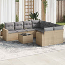 vidaXL 9-delige Loungeset met kussens poly rattan zwart