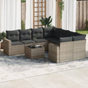 vidaXL 9-delige Loungeset met kussens poly rattan zwart