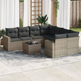vidaXL 9-delige Loungeset met kussens poly rattan zwart