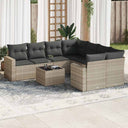 vidaXL 9-delige Loungeset met kussens poly rattan zwart