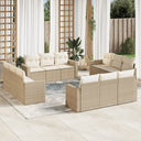 vidaXL 12-delige Loungeset met kussens poly rattan zwart