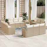vidaXL 12-delige Loungeset met kussens poly rattan zwart