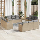 vidaXL 12-delige Loungeset met kussens poly rattan zwart