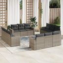 vidaXL 12-delige Loungeset met kussens poly rattan zwart