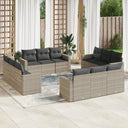vidaXL 12-delige Loungeset met kussens poly rattan zwart