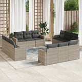 vidaXL 12-delige Loungeset met kussens poly rattan zwart