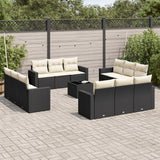 vidaXL 12-delige Loungeset met kussens poly rattan zwart