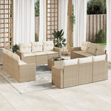 vidaXL 12-delige Loungeset met kussens poly rattan zwart