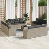 vidaXL 12-delige Loungeset met kussens poly rattan zwart