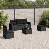 vidaXL 5-delige Loungeset met kussens poly rattan zwart