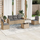 vidaXL 5-delige Loungeset met kussens poly rattan zwart