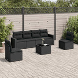 vidaXL 6-delige Loungeset met kussens poly rattan zwart