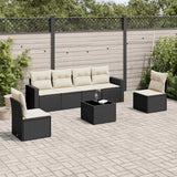 vidaXL 6-delige Loungeset met kussens poly rattan zwart