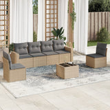 vidaXL 6-delige Loungeset met kussens poly rattan zwart