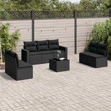 vidaXL 7-delige Loungeset met kussens poly rattan zwart