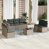 vidaXL 7-delige Loungeset met kussens poly rattan zwart