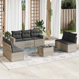 vidaXL 7-delige Loungeset met kussens poly rattan zwart