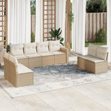 vidaXL 8-delige Loungeset met kussens poly rattan zwart