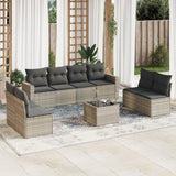 vidaXL 8-delige Loungeset met kussens poly rattan zwart