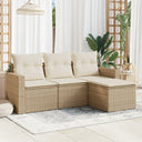 vidaXL 4-delige Loungeset met kussens poly rattan zwart