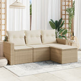 vidaXL 4-delige Loungeset met kussens poly rattan zwart