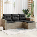 vidaXL 4-delige Loungeset met kussens poly rattan zwart
