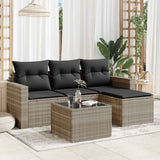 vidaXL 4-delige Loungeset met kussens poly rattan zwart