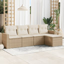 vidaXL 5-delige Loungeset met kussens poly rattan zwart