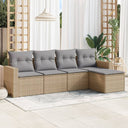 vidaXL 5-delige Loungeset met kussens poly rattan zwart