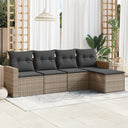 vidaXL 5-delige Loungeset met kussens poly rattan zwart