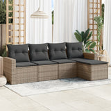 vidaXL 5-delige Loungeset met kussens poly rattan zwart
